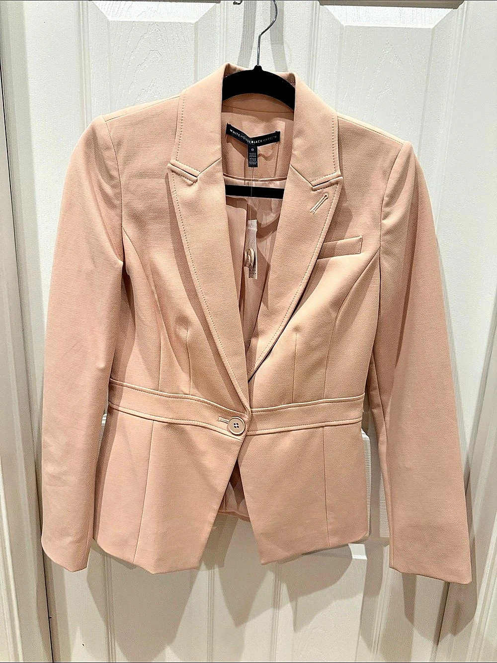 White House Black Market Comfort Stretch Blazer Pale Pink Size 0 NWT